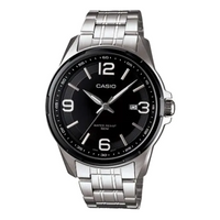 Men's CASIO Quartz Movement Stainless Steel Case Black Dial 100 Meter Waterproof Watch Analog Mens MTP-1345AD-1AV