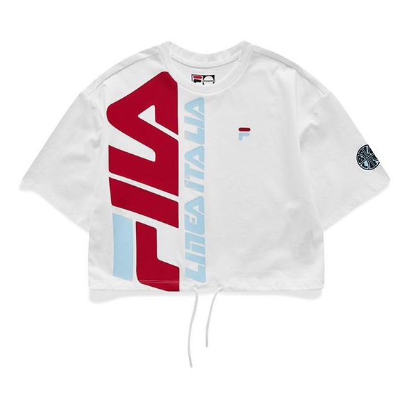 FILA FUSION Logo Printing Sports Loose Round Neck Short Sleeve White T11W125106F-WT