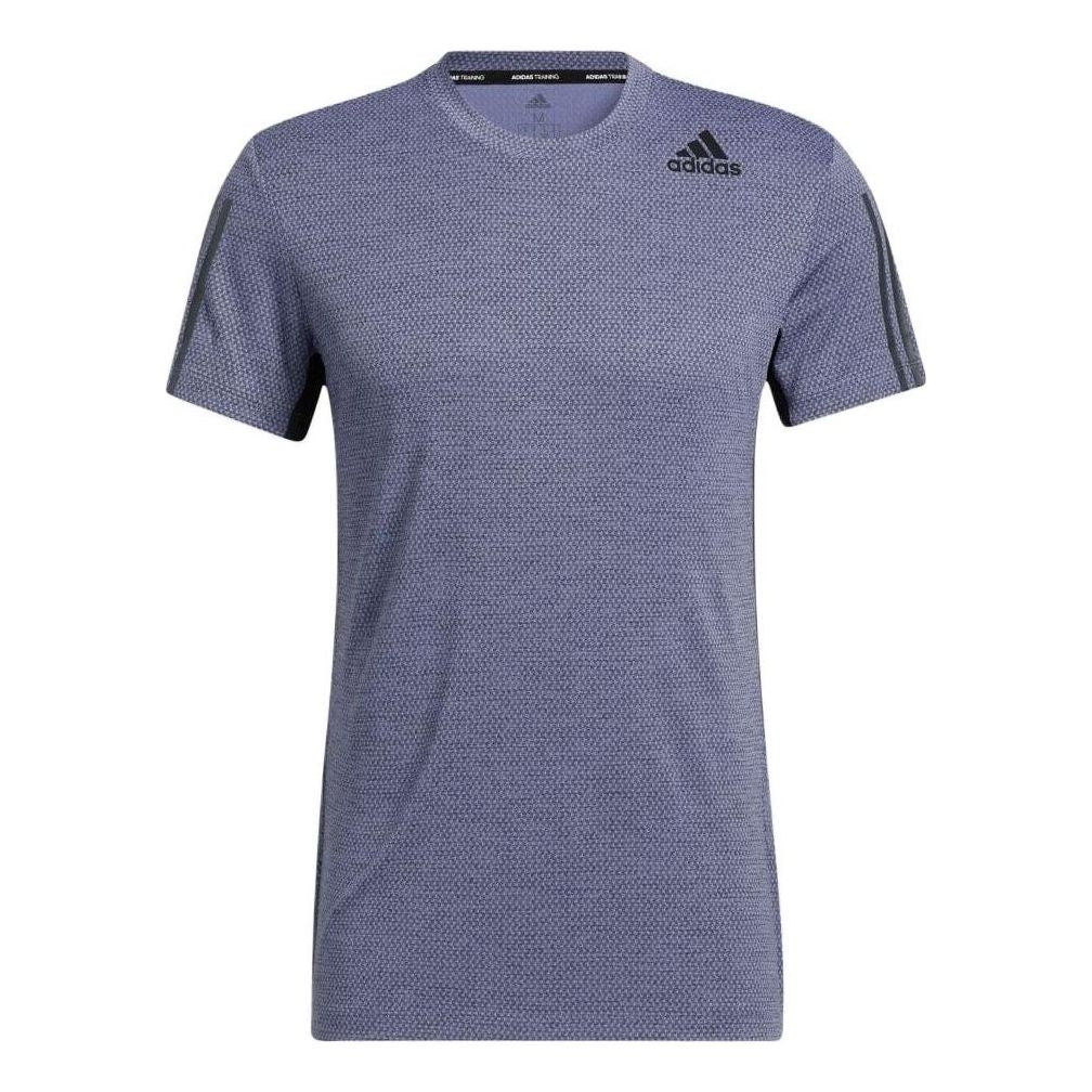 Men's adidas Fitness Training Sports Short Sleeve Gray Purple T-Shirt H16865