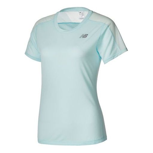 (WMNS) New Balance Sports Round Neck Pullover Short Sleeve Blue WT01234-PBC