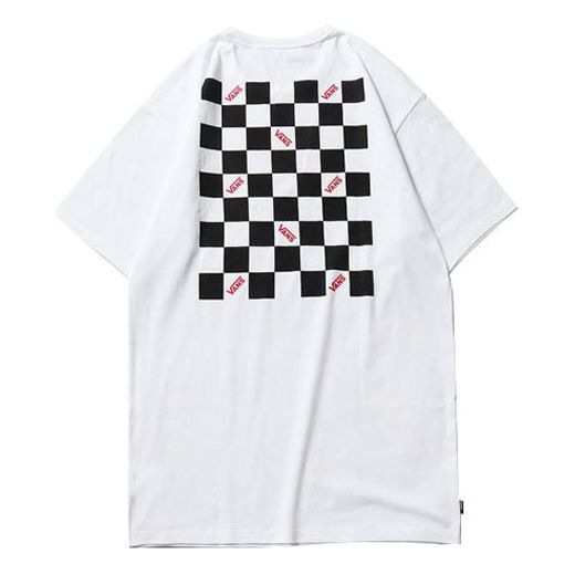 Men's Vans Off The Wall Black White Grid Printing Short Sleeve White VN0A4SEUWHT
