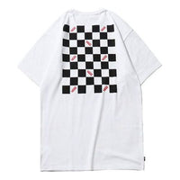 Men's Vans Off The Wall Black White Grid Printing Short Sleeve White VN0A4SEUWHT