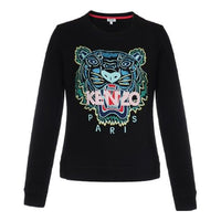 KENZO Tiger Head Embroidery Pattern Cotton Round Collar Long Sleeve Female Black FA5-2SW705-4XA-99