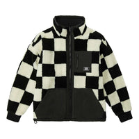 Vans Reversible lamb's wool Stand Collar logo Jacket Couple Style Black White Grid VN0A5F6U7DR