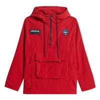 adidas originals Todmorden Smock Loose Big Pocket Half Zipper Hooded Jacket Red GT1820