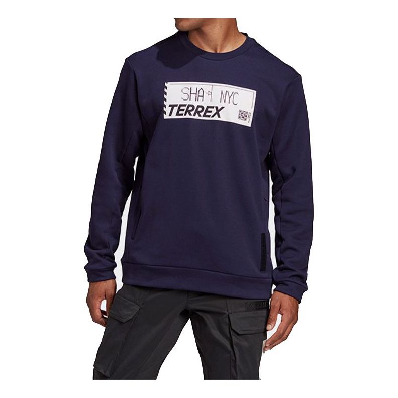 adidas Terrex Outdoor Solid Color Alphabet Pullover Blue Black GF0041