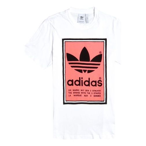 adidas originals Filled Label Red Logo Printing Short Sleeve White ED6938