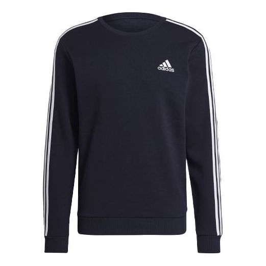 Men's adidas 3s Fl Swt Stripe Pullover Round Neck Sports Ink Blue GK9111