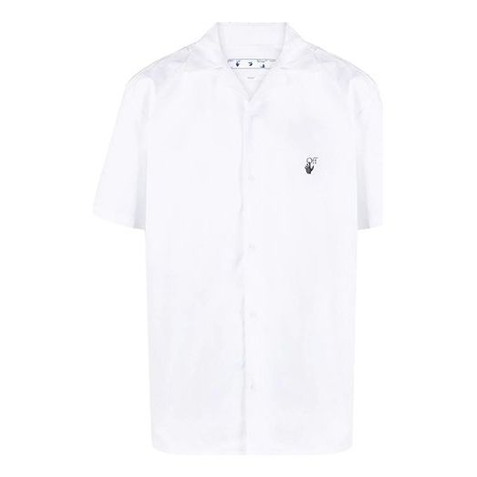 Off-White SS21 Back Logo Embroidered Short Sleeve Shirt White OMGA163R21FAB0050110
