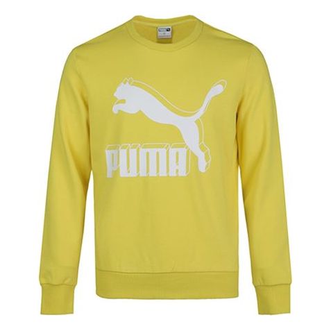 PUMA Classics Printing Round Neck Pullover Yellow 595892-27