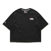 (WMNS) Fila Alphabet Printing Minimalistic Short Sleeve Black T11W026101F-BK