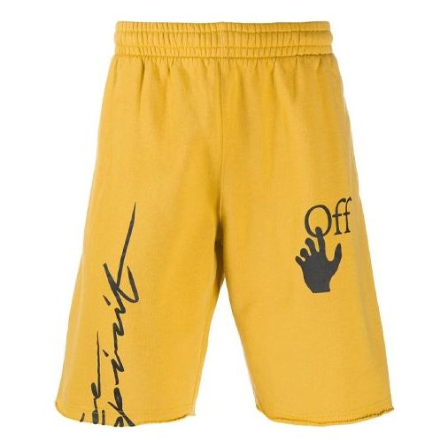 Off-White FW20 Arrows Printing Sports Shorts Men Yellow OMCI006F20FLE0031610