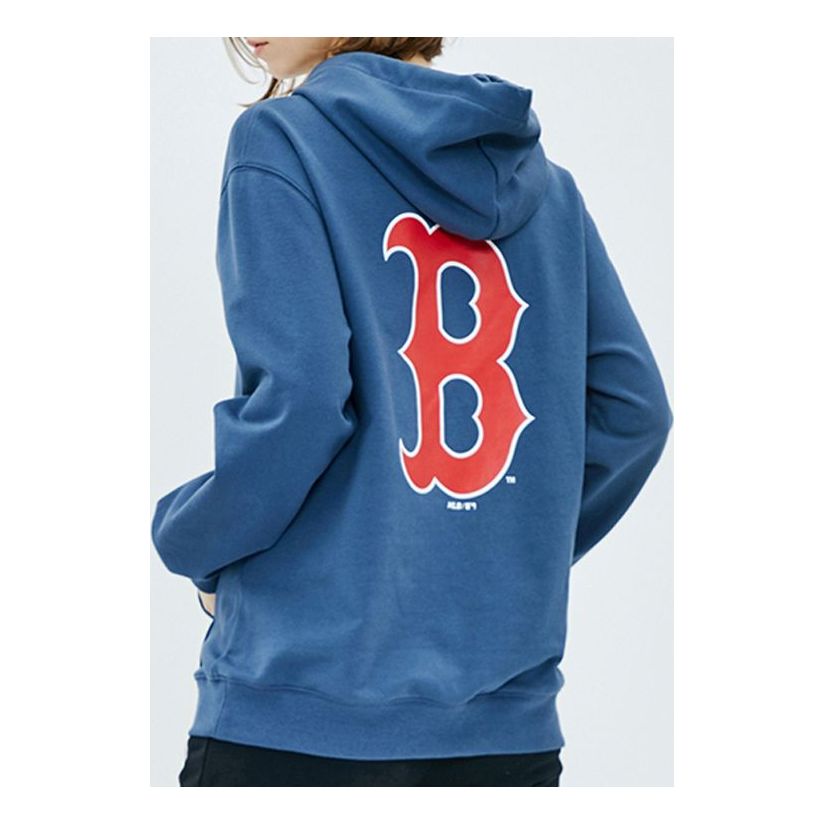 MLB Boston Red Sox Basic Large Logo Printing Sports hooded Long Sleeves Unisex Dark Blue 31HD03011-43N