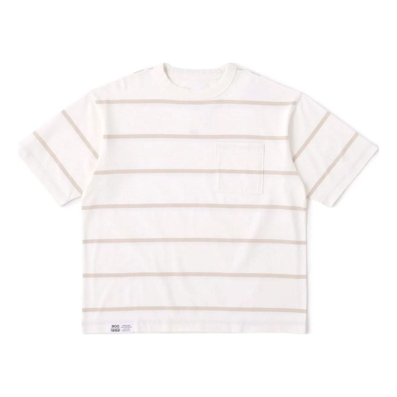 New Balance Lifestyle Stripes Cotton T-Shirt Asia Sizing 'White Beige' AMT35009-WM