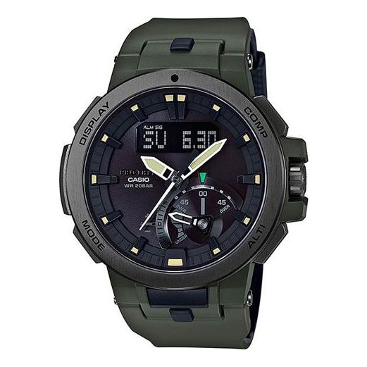 CASIO Quartz Sports Mens BlackGreen Analog/Digital Combo PRW-7000-32021