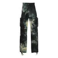 Men's Off-White Logo Tie Dye Cargo Casual Pants/Trousers Loose Fit Black OMCF015S20H860536100