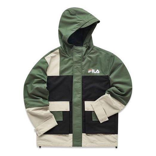 FILA FUSION Loose Contrasting Colors Woven Hooded Jacket Colorblock T11M043708A-KK