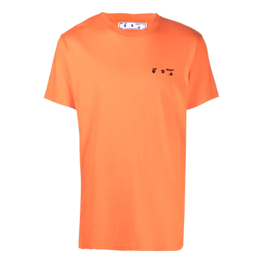 Off-White Logo Round Neck Short Sleeve Ordinary Version Orange OMAA027F21JER0012010