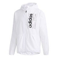 adidas logo Printing Casual hooded track Jacket White FL0175