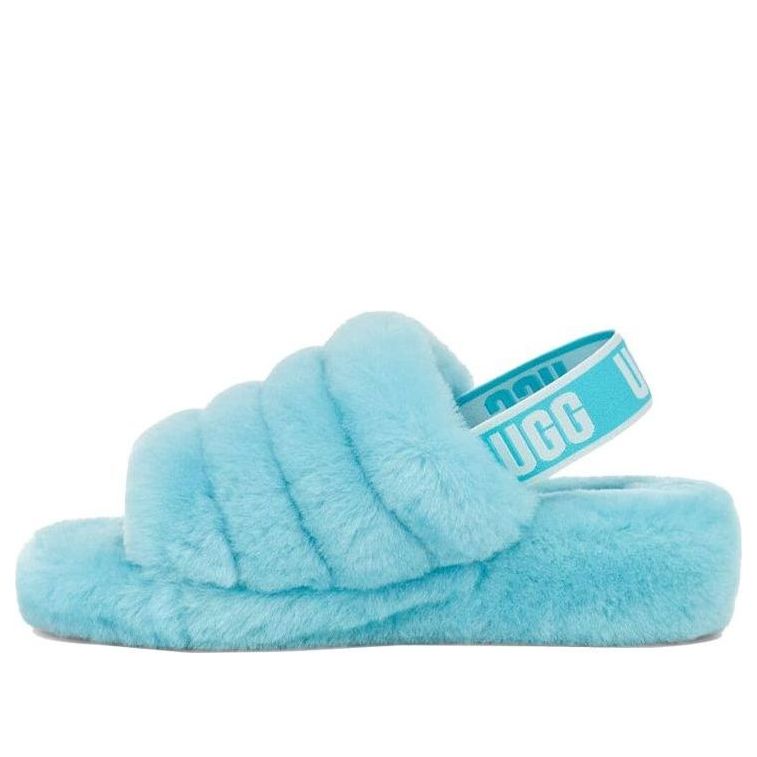 (WMNS) UGG Fluff Yeah Slide Thick Sole Blue Slippers 1095119-CRWT