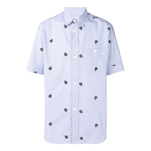 Men's KENZO SS21 Embroidered Short Sleeve Shirt Blue F955CH5261FH-64