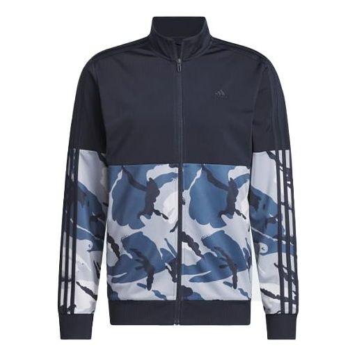 adidas Essentials Camo Tricot Track Jacket Asia Sizing 'Legend Ink' IT0559