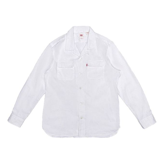 Men's Levis Casual lapel Long Sleeves Shirt White 85489-0001