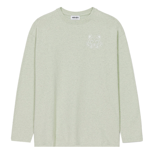 KENZO FW21 Logo Tiger Head Printing Round Neck Long Sleeves Mint Green T-Shirt FB62TS697401-47