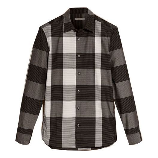 Men's Burberry Classic Plaid Long Sleeves Shirt Black 40153631