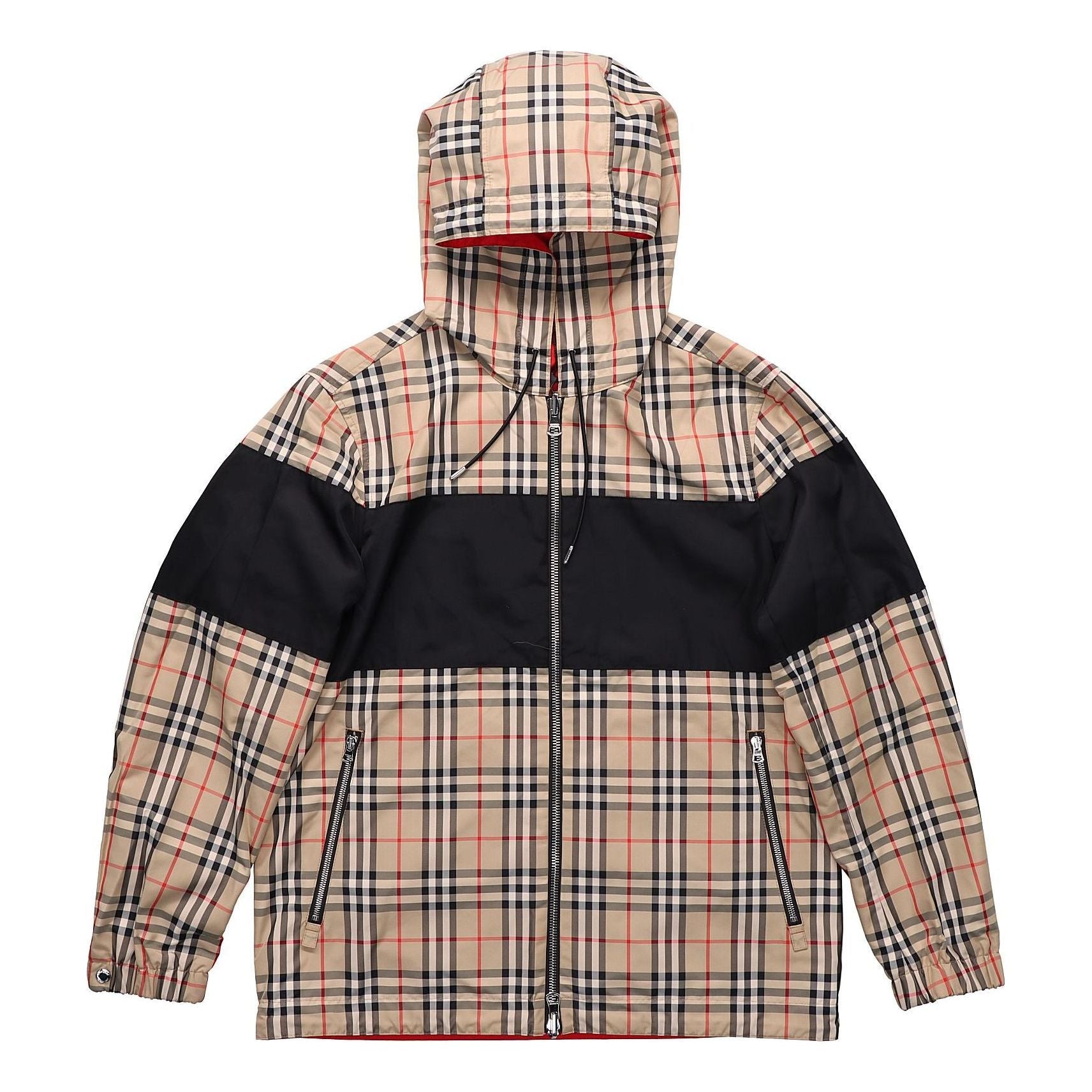 Men's Burberry Double Sided Classic Plaid Hooded Jacket Beige 80368941