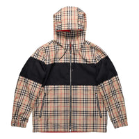 Men's Burberry Double Sided Classic Plaid Hooded Jacket Beige 80368941