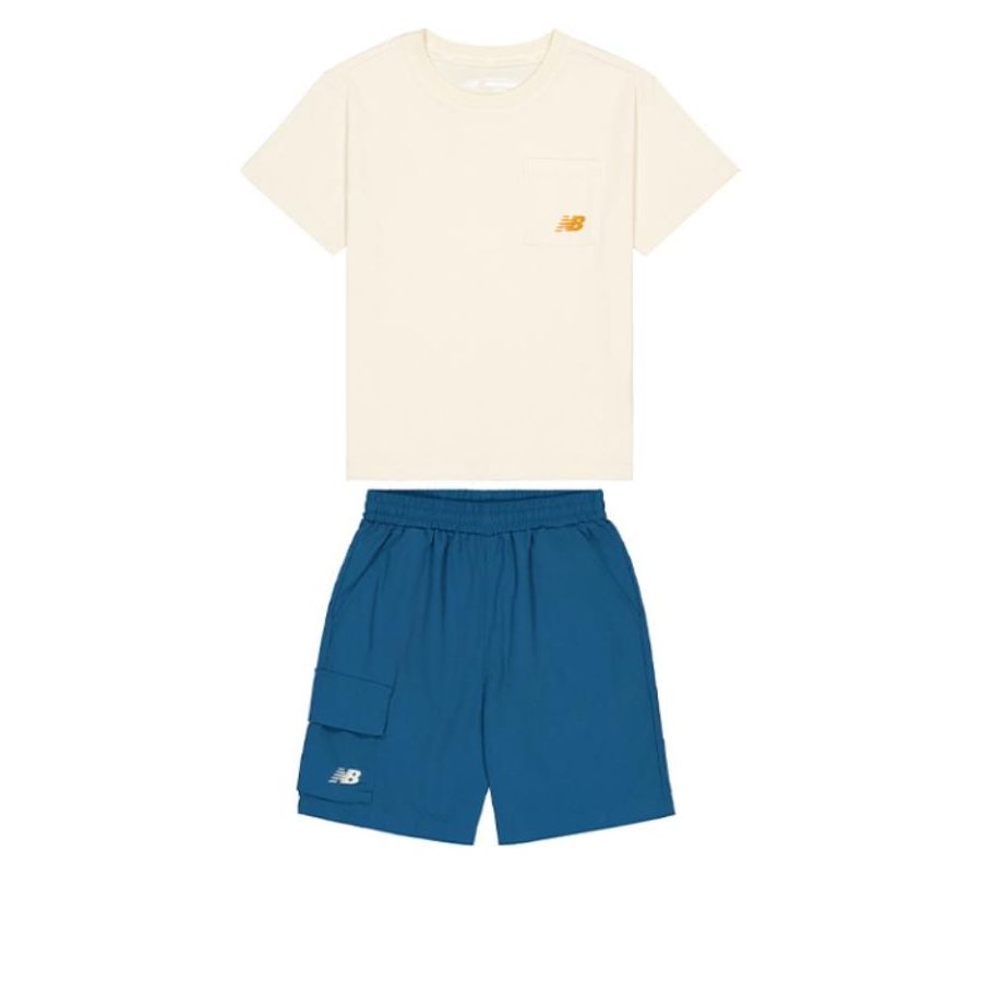 (PS) New Balance T-Shirt And Shorts Asia Sizing 'White Blue' 2SE2E143-CM