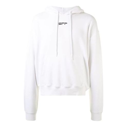 Off-White FW20 Logo Printing Hooded Pullover Men White OMBB037E20FLE0070110