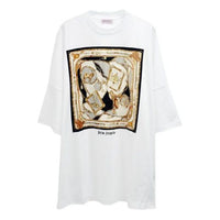 Men's PALM ANGELS Printing Short Sleeve Large Loose White PMAA033F194130280188