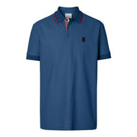 Burberry SS21 Pattern Net Cotton Polo Male Blue 80393141