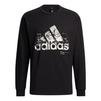 Men's adidas Logo Pattern Printing Round Neck Long Sleeves Japanese Version Black T-Shirt H39862