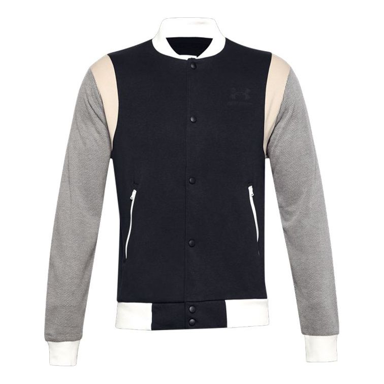Under Armour Rival Fleece Amp Varsity Bomber Jacket 'Black Grey' 1357146-001