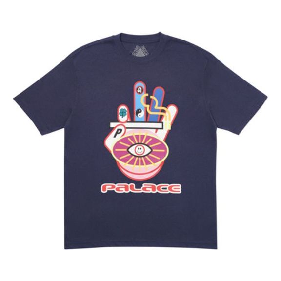 PALACE Hippy Cig Creative Pattern Printing Short Sleeve Unisex Navy Blue P18TS097