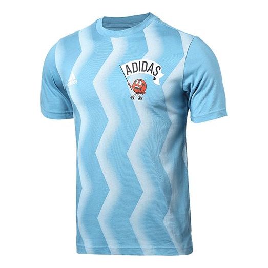 adidas Soccer/Football Sports Cartoon Printing Round Neck Short Sleeve Blue GN6893