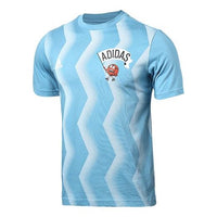 adidas Soccer/Football Sports Cartoon Printing Round Neck Short Sleeve Blue GN6893