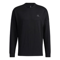 Men's adidas Solid Color Back Stripe Alphabet Printing Round Neck Long Sleeves Black T-Shirt HA1871