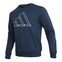 adidas M Fi Gfx Crew Sports 3D Logo Printing Round Neck Pullover Navy Blue GL5671