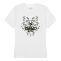 KENZO SS21 Tiger Head Embroidered Pattern Short Sleeve White FB52TS9124YE-01B