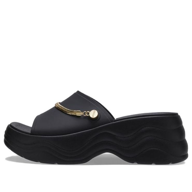 (WMNS) Crocs Skyline Shimmer Slides 'Black Gold' 208582-072