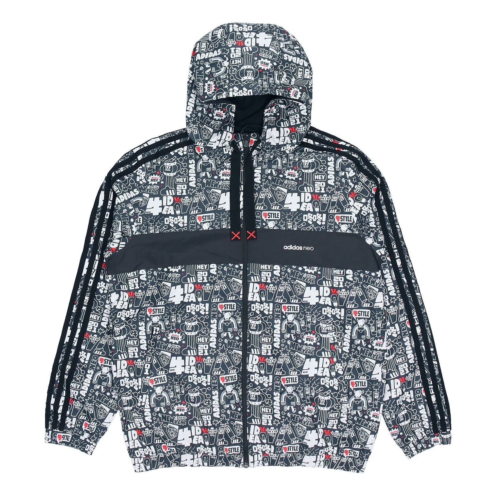 adidas neo Graffiti Printed Sports Jacket Men's Black GL8086