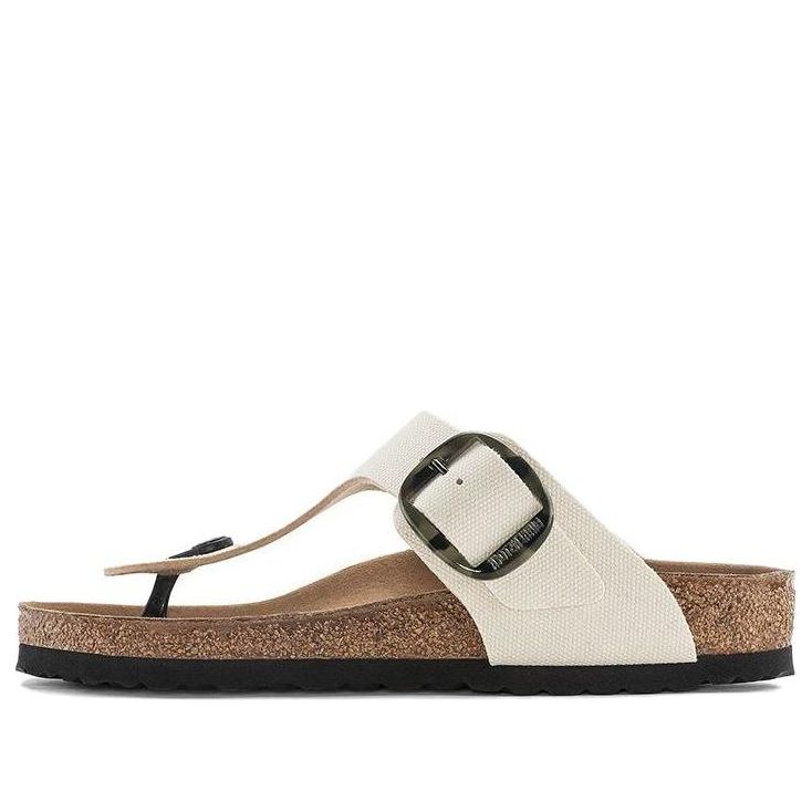 Birkenstock Gizeh Vegan Big Buckle Textile Narrow Fit Sandals 'Eggshell' 1024004