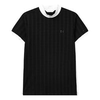 (WMNS) FILA Stripe High Collar Short Sleeve Black A11W135118F-BK
