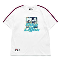 FILA FUSION Alphabet Printing Loose Round Neck Knit Short Sleeve White T11W136102F-WT