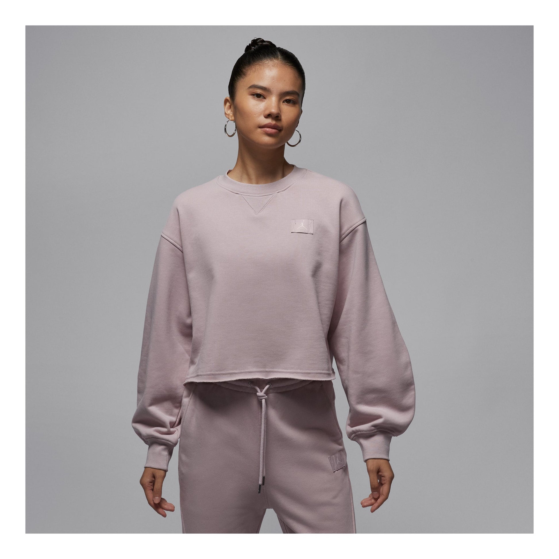(WMNS) Air Jordan Flight Fleece Mid-Length Crew Neck Sweatshirt 'Particle Rose Red' IF1007-627