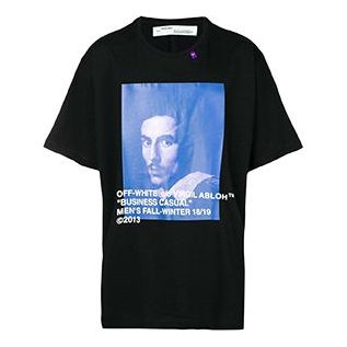 Off-White Bernini Oversize Cotton Printing Short Sleeve Loose Fit Black OMAA038F181850111030
